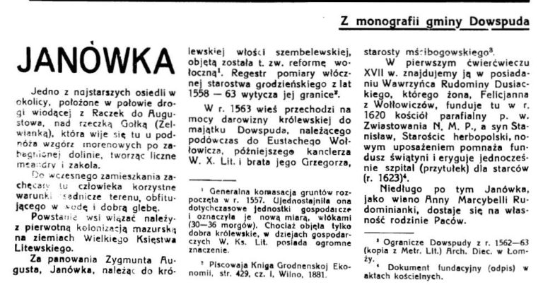 Janówka w dawnej prasie