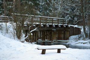 Most na rzece Rospudzie zimową porą. Fot. Katarzyna Olfier-Halicka