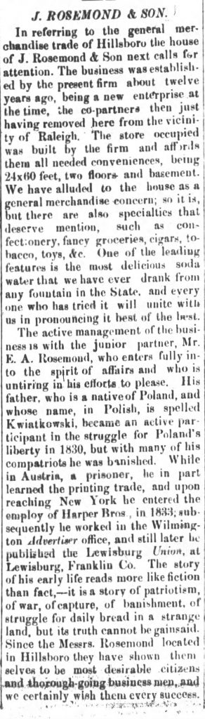 The Durham Recorder, środa, 29 lipca 1885 r.