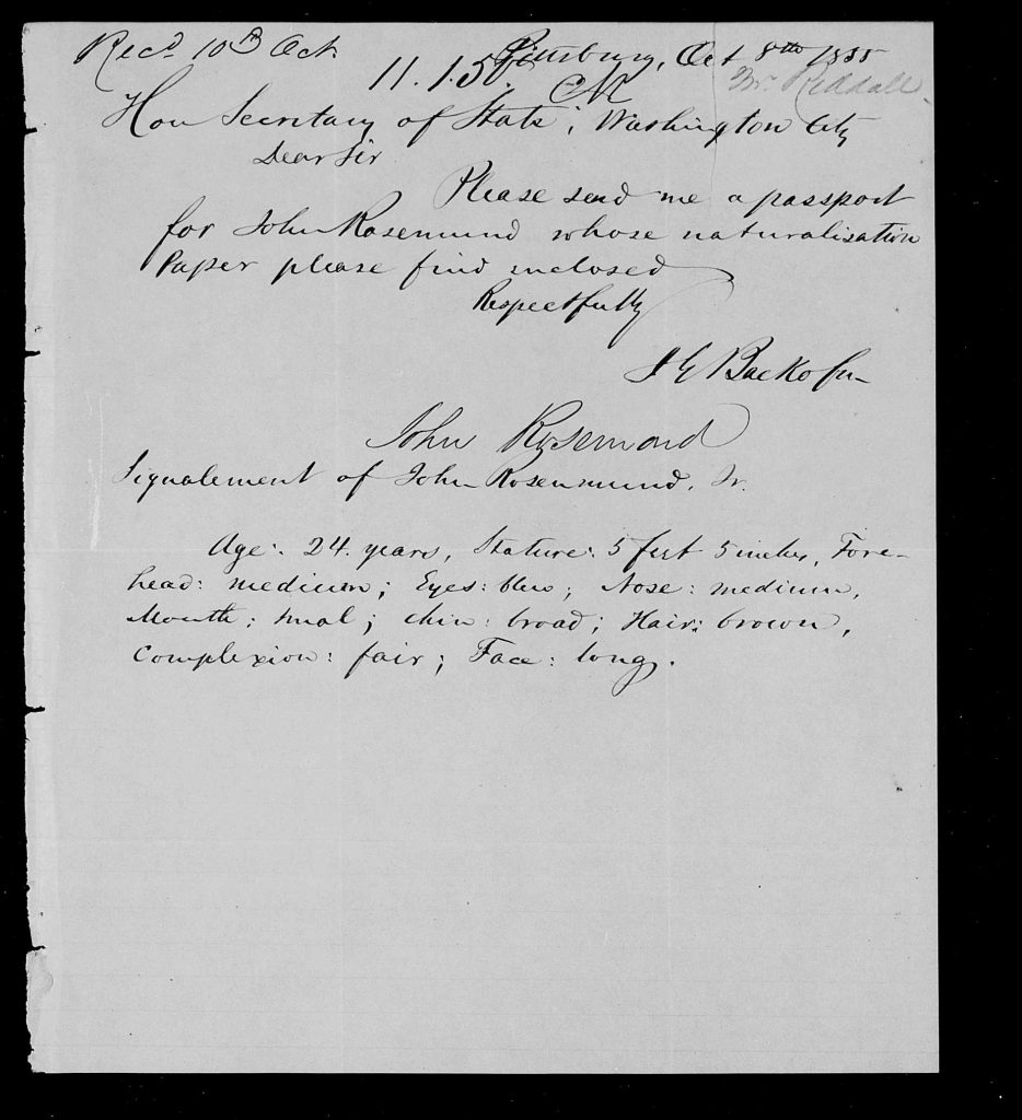United States Passport Applications, 1795-1925