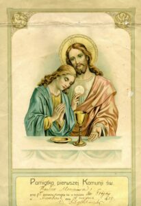 Souvenir of the First Holy Communion of Wacław Morusiewicz from Małe Raki. 1929. Pamiątka Pierwszej Komunii Świętej Wacława Morusiewicza z Małych Raczek. 1929.