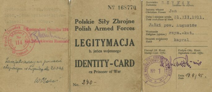 Legitymacja byłego jeńca wojennego. Legitymacja byłego jeńca wojennego.