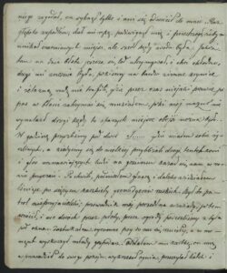 A fragment of Ignacy Domeyko's diary with a description of how he came to the Jastrzębna Manor. Fragment pamietnika Ignacego Domeyki z opisem jak przybył do Dworu Jastrzębna.