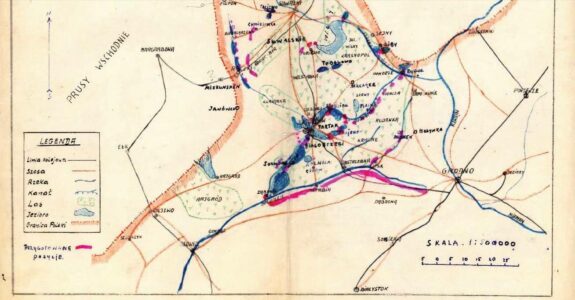Plan of SGO "Narew". "Augustów" line in the middle. Plan SGO "Narew". W środku odcinek "Augustów".