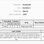 Kazimierz Kozłowski w bazie danych IPN „Indeks represjonowanych”