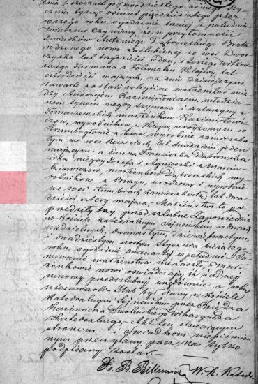 Akt ślubu Andrzeja Kazimierowicza z Franciszką Dąbrowską. Sejny, 1851 rok