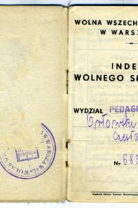 Czesław Orłowski, indeks wolnego słuchacza, 1938 r. Czesław Orłowski, indeks wolnego słuchacza, 1938 r.