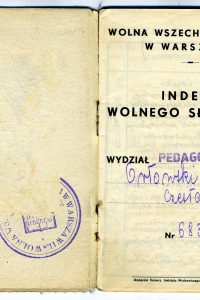 Czesław Orłowski, indeks wolnego słuchacza, 1938 r.