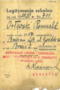 Legitymacja szkolna Romualda Legitymacja szkolna Romualda